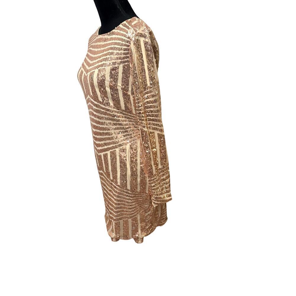 Pink Lily Champagne Sequin Open Back Bodycon Dress Size L - Picture 3 of 12
